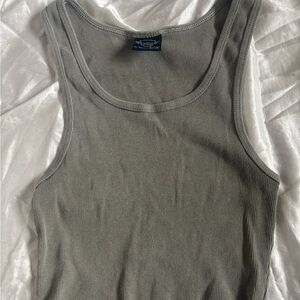 Sledge Green Fitted Ribbed Tank Top